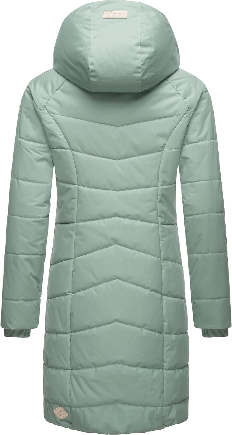 Ragwear Damen Wintermantel warmer Steppmantel lang mit Kapuze Dizzie Coat XS-6XL S Dusty Green23, S