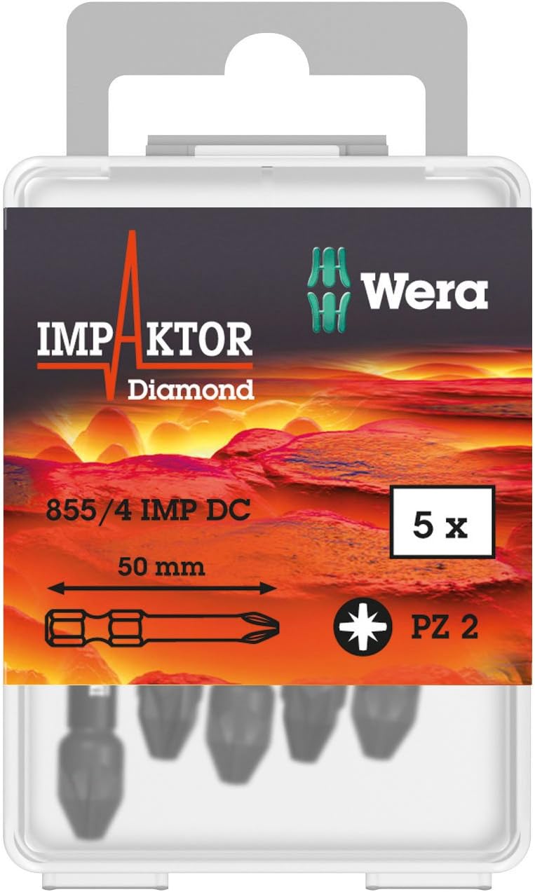 Wera Impaktor Bit 855/4 IMP DC PZ 2 x 50 mm, 1 Stück, 05057661001, 2 x 50 mm