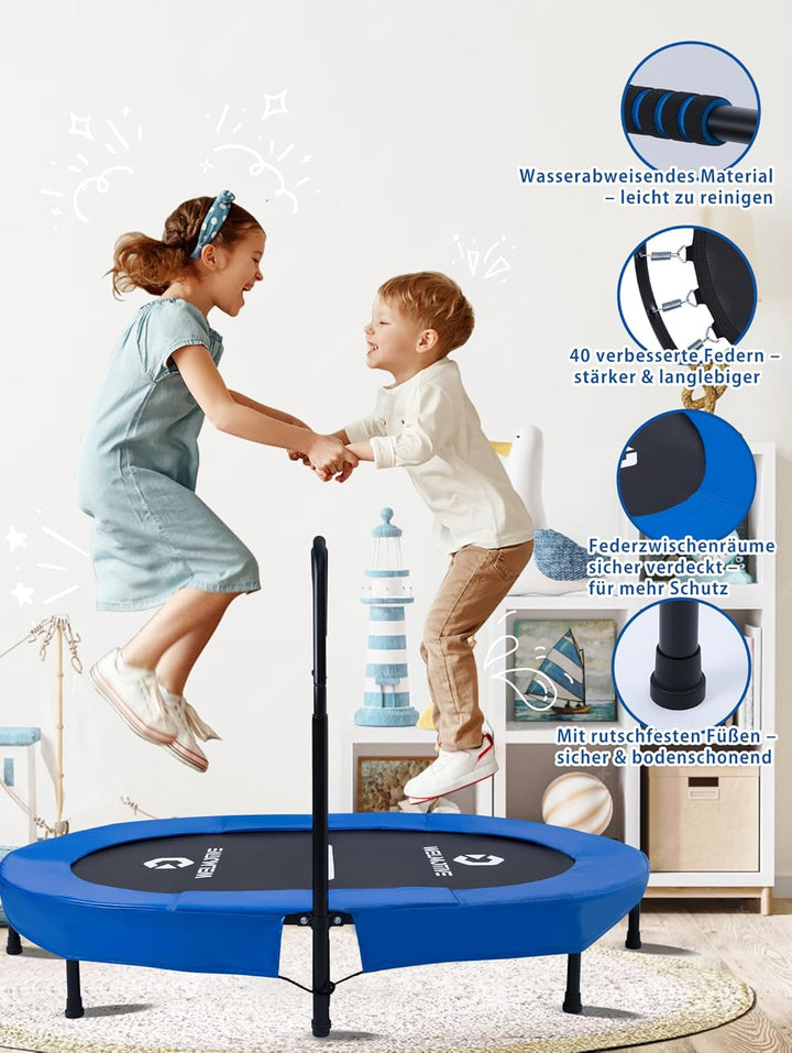 Ovales Indoor Trampolin für 2 Personen geräuscharm belastbar bis 150kg Ideal für Kinder &amp; Erwachsene