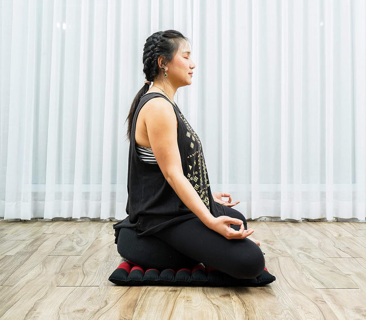 Leewadee Meditationsset Yogaset aus Meditationskissen Zafu und Kleiner rollbarer Sitzmatte Zabuton Ö