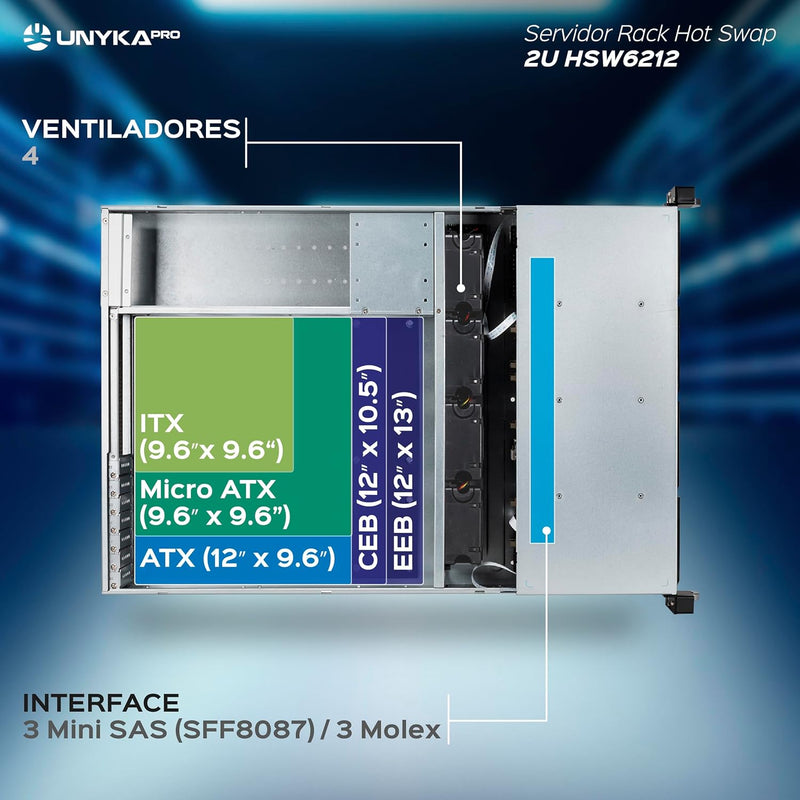 UNYKAch Chassis Rack Hot Swap 2U / 12 Bay