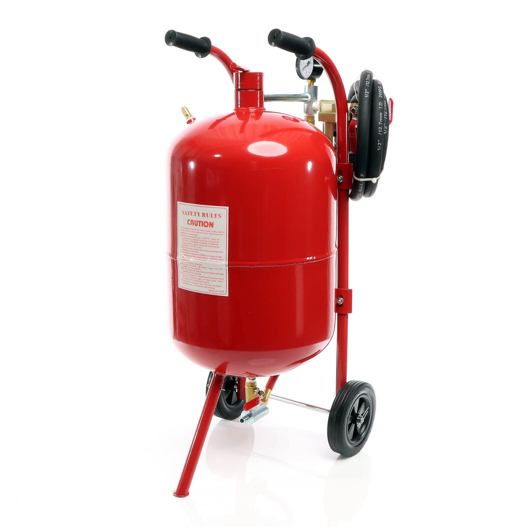 XPOtool Mobiles Sandstrahlgerät 38 L, Druckluft Sandstrahler mit Zubehör, zum Rost Entfernen und Far