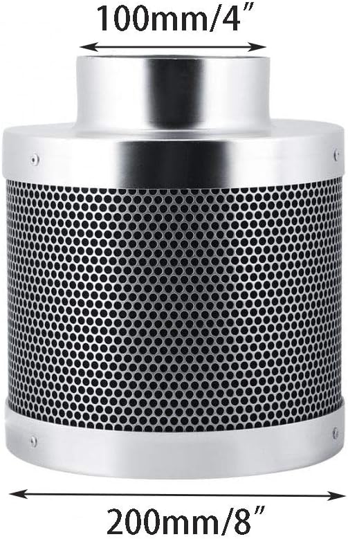 TopHomer Kohlefilter, Hydrokultur-Luftfilter, Wachstumszelt, Inline-Kanalventilator, Aluminium, Edel