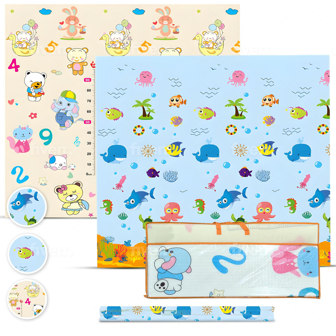 Gepolsterte faltbare Babyspielmatte 200x180x1 cm, doppelseitige XPE-Krabbelmatte, wasserdicht, ungif