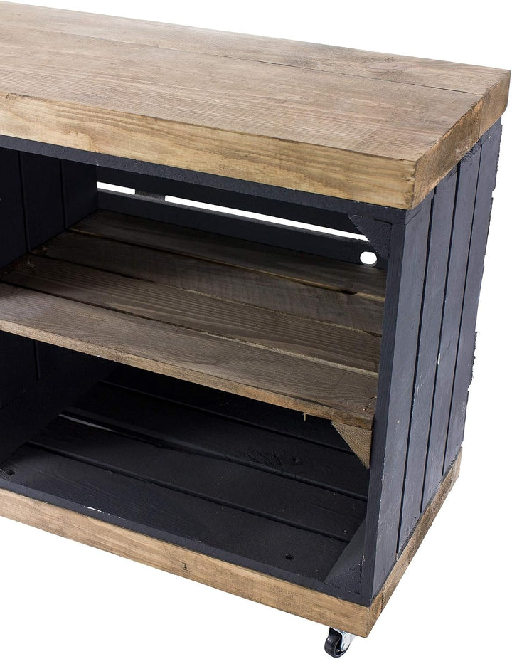 Sideboard aus Holz, braune Regalbretter, auf Rollen mit 4 Fächern - NEU - 100x30x50 cm - idealer TV