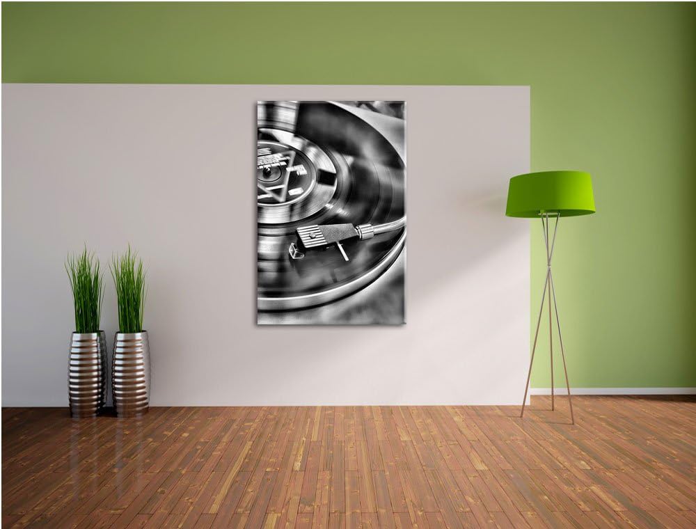 Monocrome, Schallplatte, Format: 100x70 auf Leinwand, XXL riesige Bilder fertig gerahmt mit Keilrahm