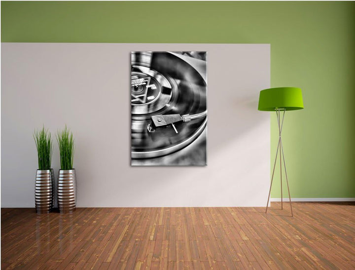 Monocrome, Schallplatte, Format: 100x70 auf Leinwand, XXL riesige Bilder fertig gerahmt mit Keilrahm