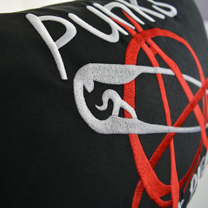 Punks not Dead Dekokissen mit Stickerei | lustige Wohnzimmer Dekoration Kissen mit Füllung Rocker Au