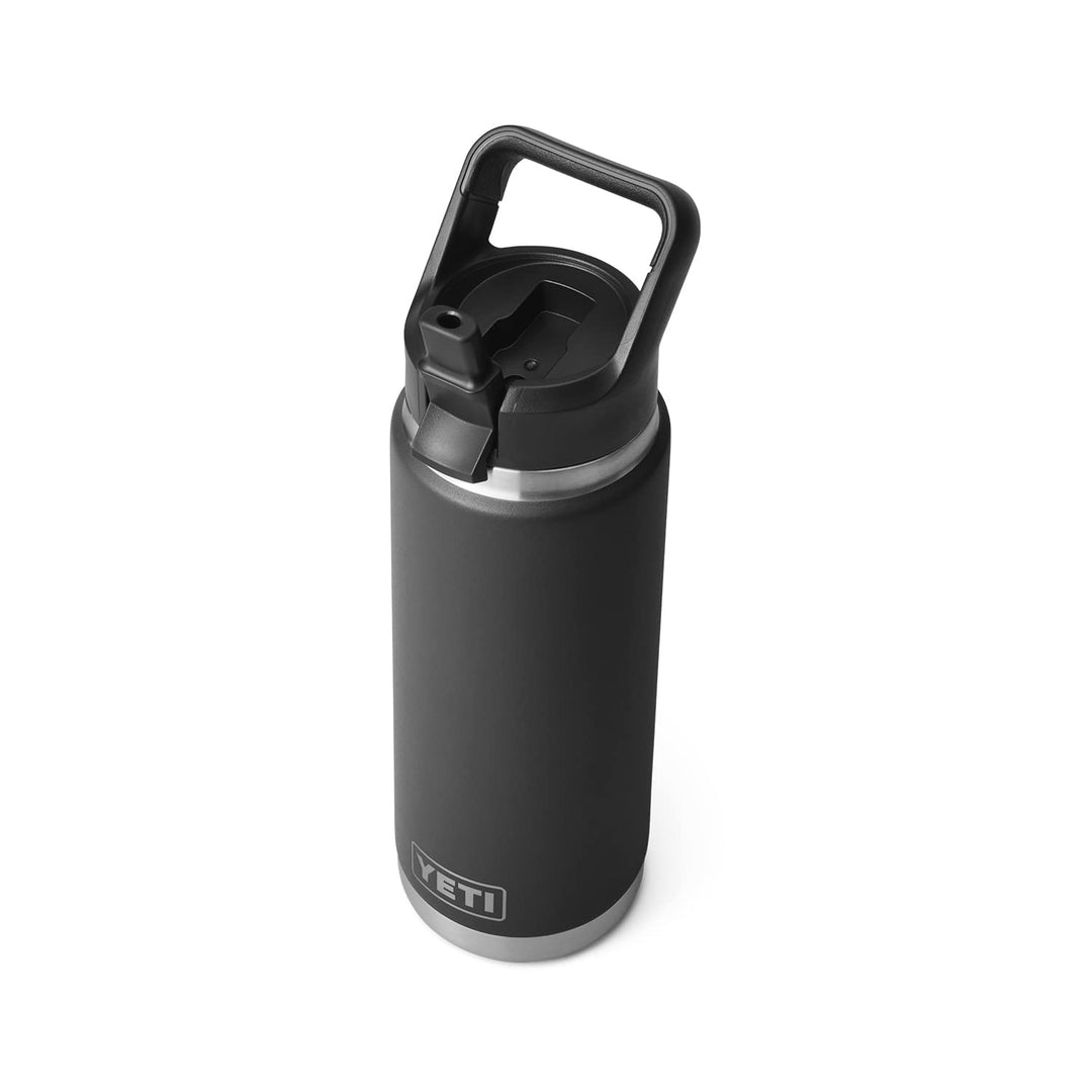 YETI Rambler 750 ml Flasche, vakuumisoliert, Edelstahl mit Strohhalmkappe, Schwarz, Schwarz