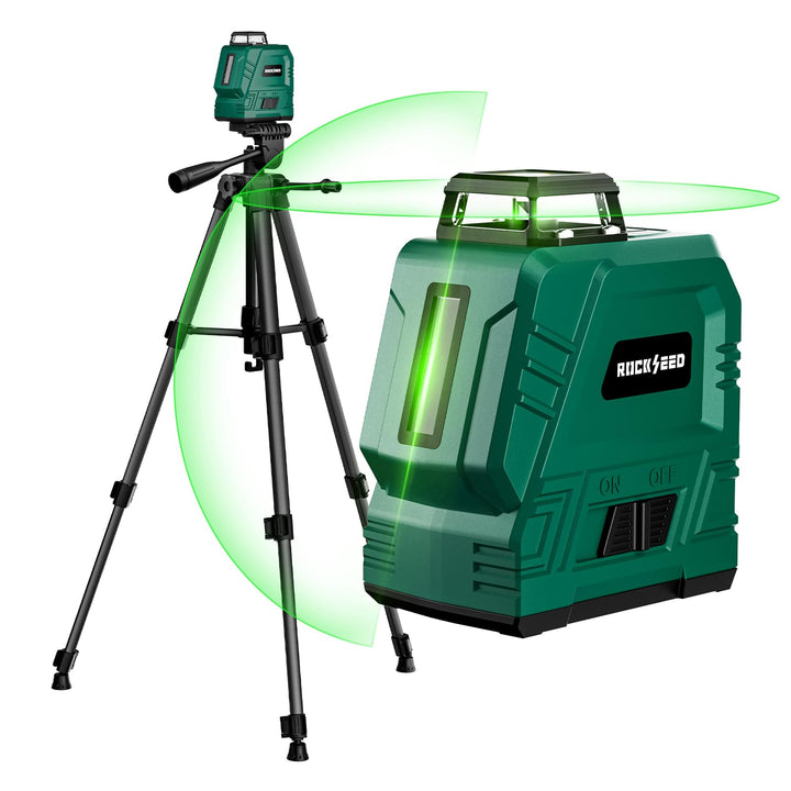 Laser-Wasserwaage mit 1,2m-Stativ, RockSeed 1x360° Horizontal und 1x150° Vertikal Grüner Linie Selbs