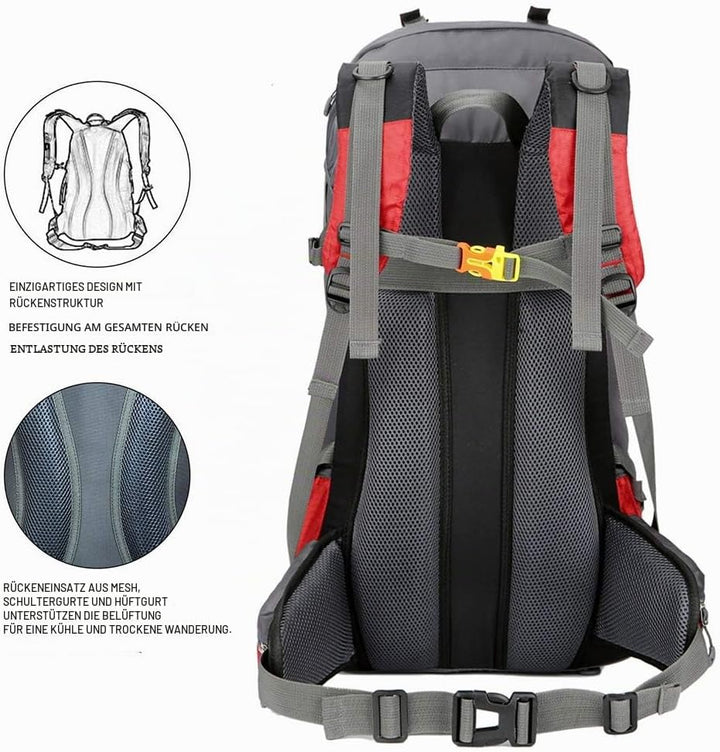 Bseash 60L Wasserdichter leichter Wanderrucksack mit Regenschutz, Outdoor Sport Tagesrucksack Multif