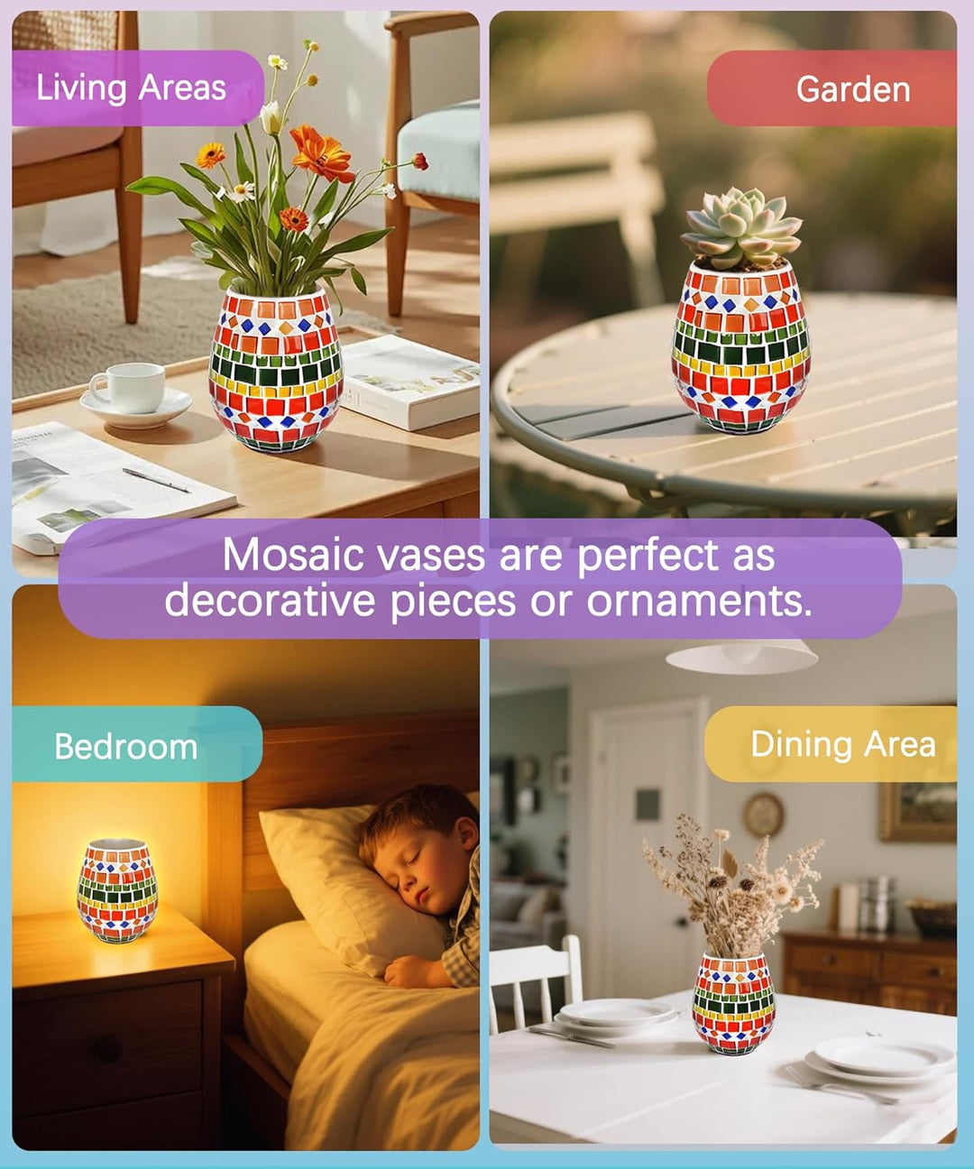 Mosaik bastelset Kinder Vase Glasmosaik Erwachsene Vase set mosaiksteine zum basteln set kann Wasser