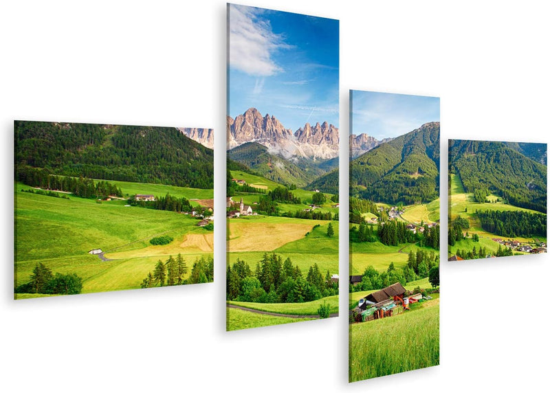 Bild Bilder auf Leinwand Dolomiten Alpen Berg Val di Funes Wandbild, Poster, Leinwandbild PRS 150x80