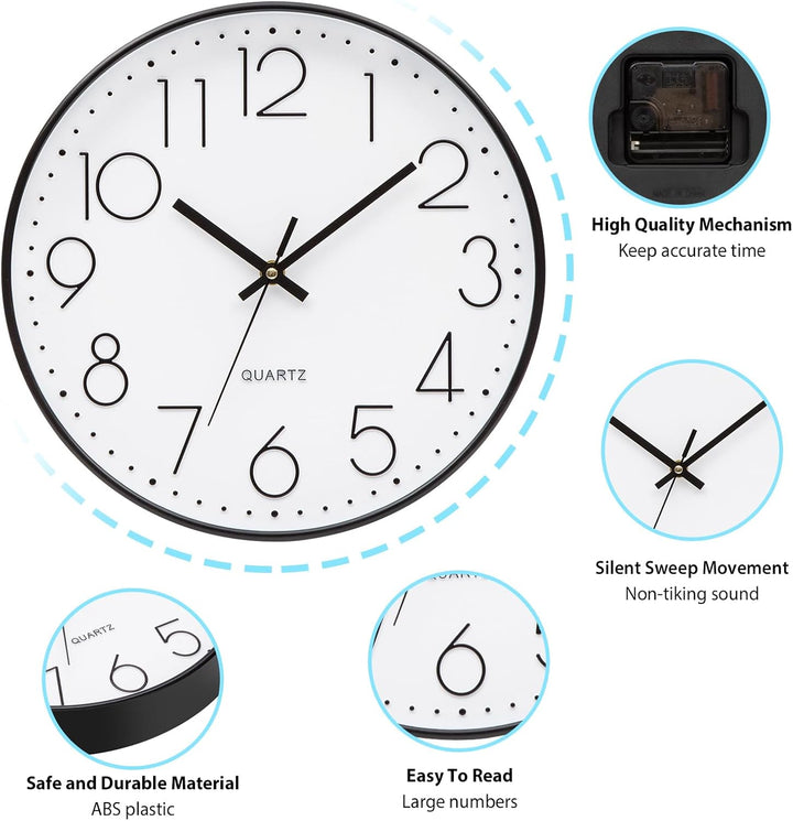 Küchenuhr Gross Wanduhr Ohne Tickgeräusche Lautlos 30cm Quarz Batterie Betriebene Wanduhr Einfach zu