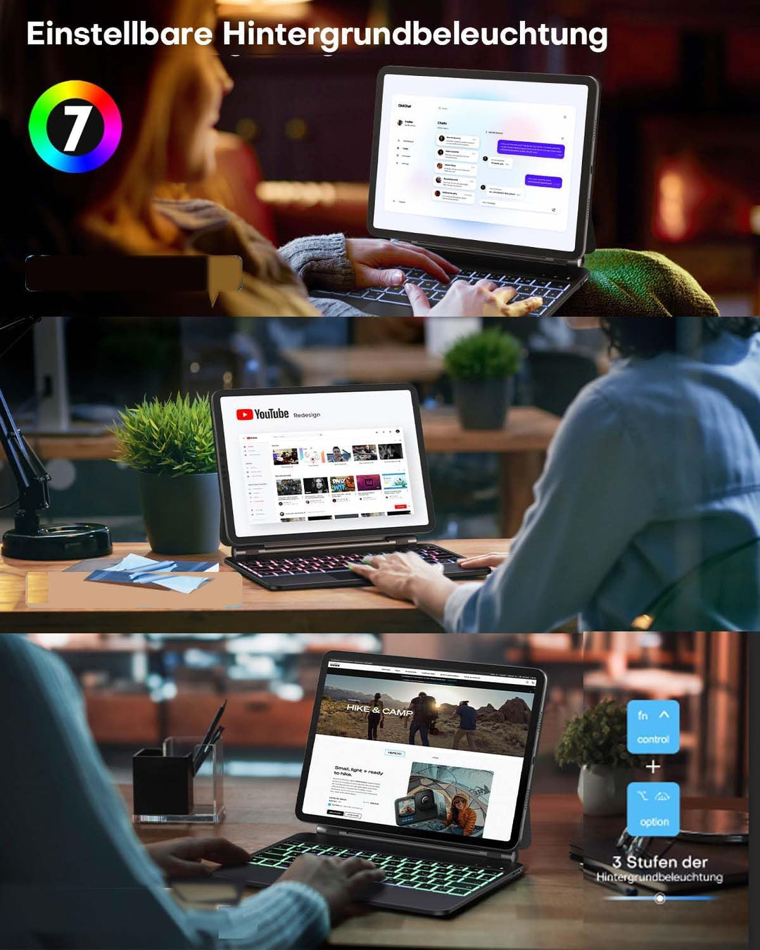 OMOTON Tastatur Hülle für iPad Air 6 11 Zoll 2024, iPad Pro 11 4/3/2/1 Gen, Air 5/4 10.9 Zoll, Magic