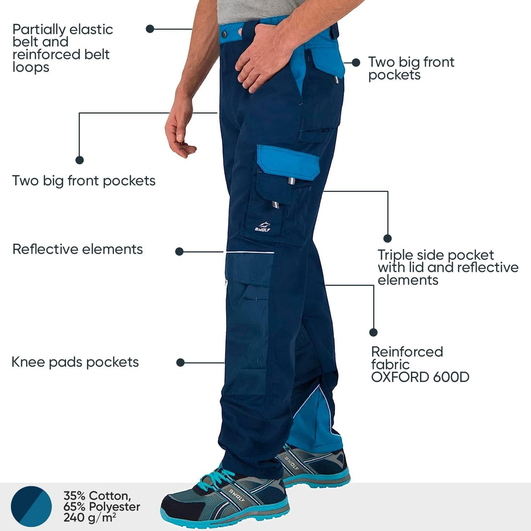 BWOLF Brave Arbeitshosen Männer Arbeitshose Herren Arbeitshose mit multifunktionalen Seitentaschen,