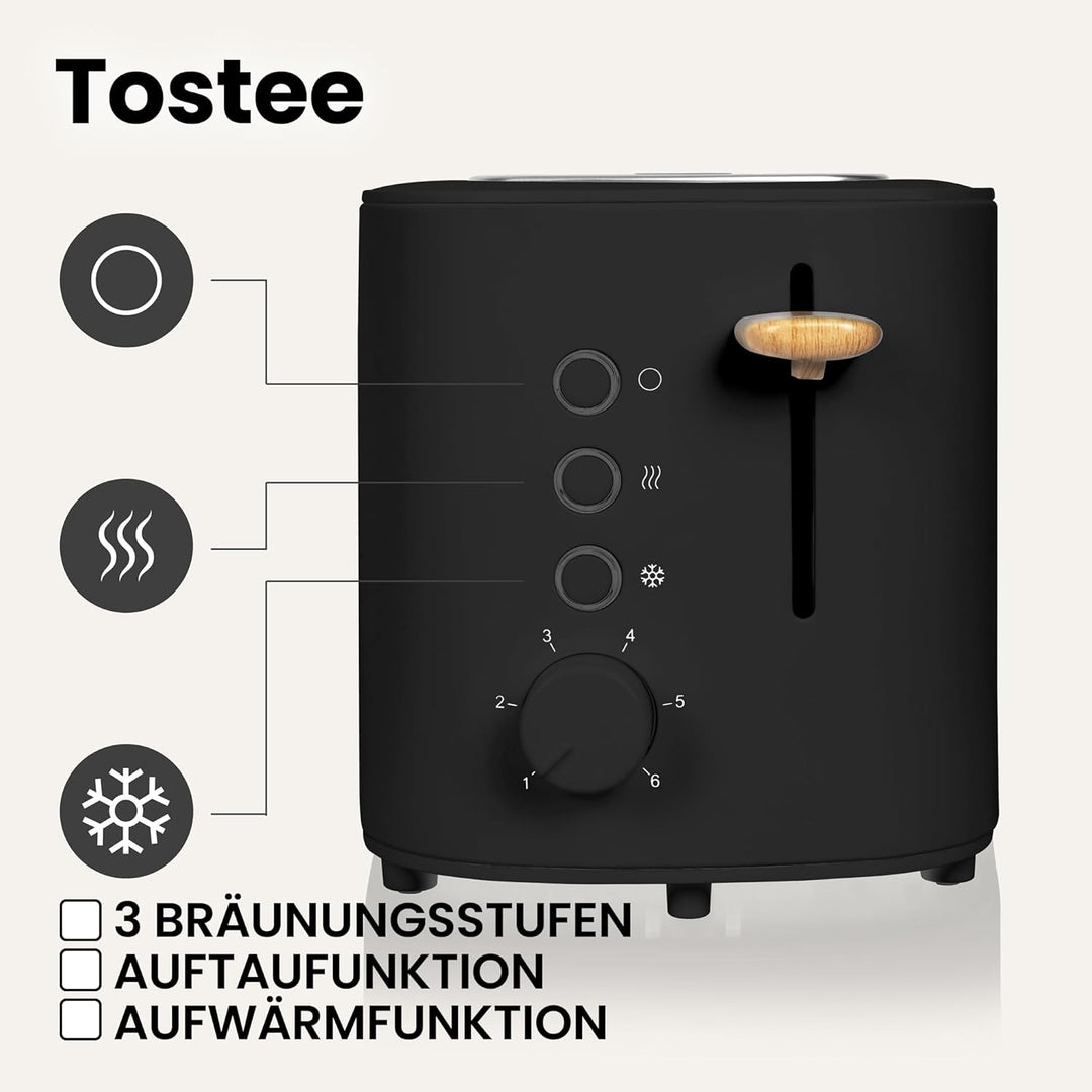 ZEEGMA TOSTEE 2-Scheiben-Toaster, Leistung 820 W, Auftau-, Aufwärm- und Stoppmodus, Krümelfach, Zeit