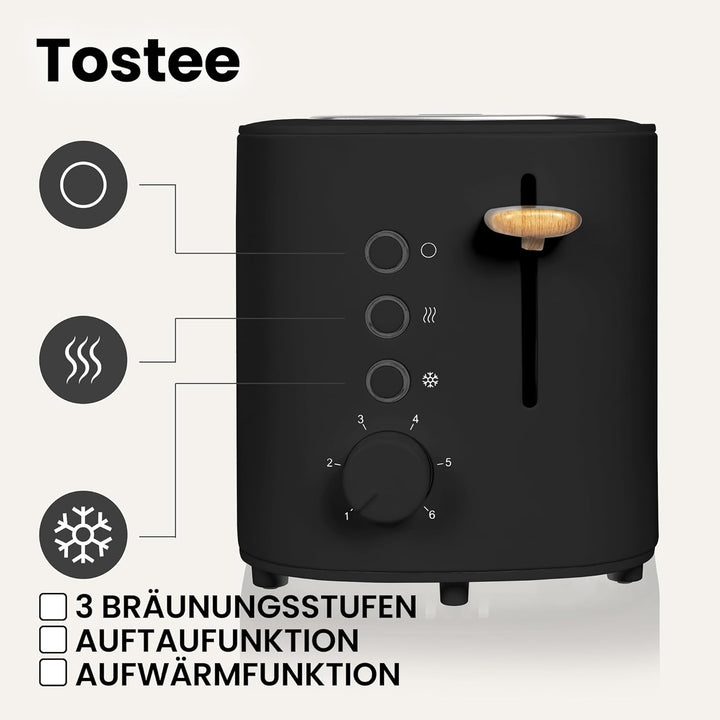 ZEEGMA TOSTEE 2-Scheiben-Toaster, Leistung 820 W, Auftau-, Aufwärm- und Stoppmodus, Krümelfach, Zeit