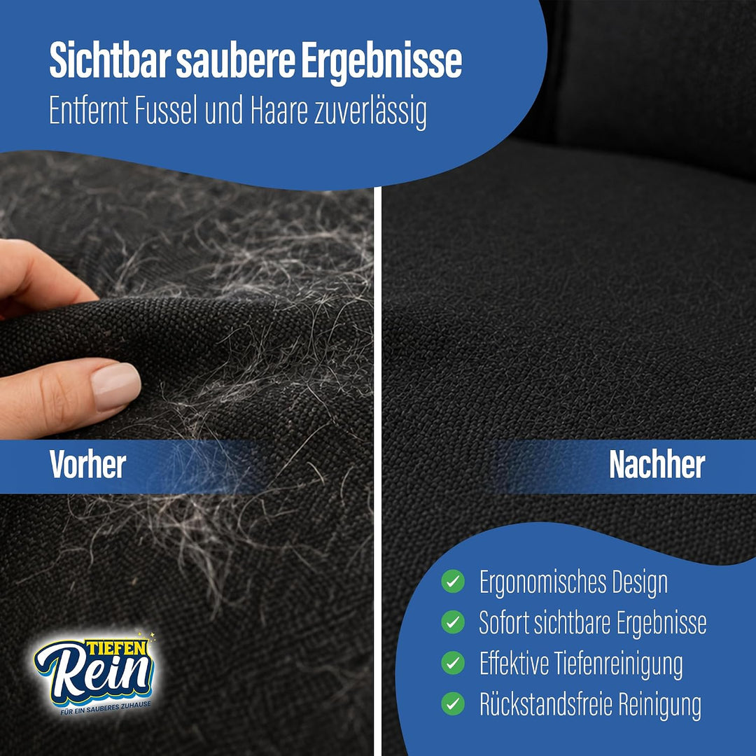 TiefenRein Fusselrolle Tierhaare &amp; Kleidung – 12er Set (1080 Blatt) 1 Griff &amp; 1 Staubschutzhülle 12