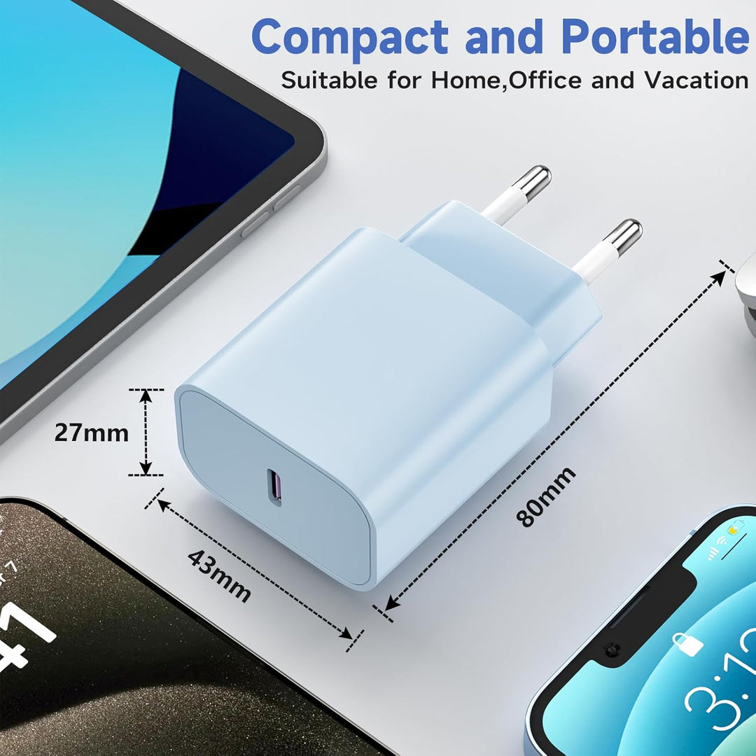 USB C Ladegerät Ladekabel für iPhone 16 15, 20W USB C Schnellladegerät und Schnellladekabel, 2Pack L