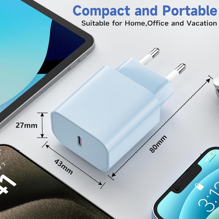 USB C Ladegerät Ladekabel für iPhone 16 15, 20W USB C Schnellladegerät und Schnellladekabel, 2Pack L