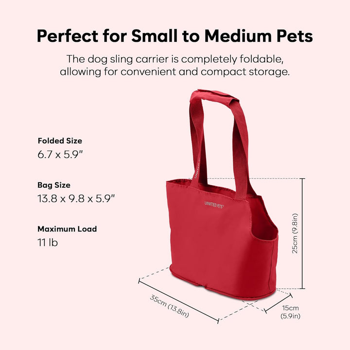 United Pets Lazy Dog Design Tragetasche für Hunde, leicht, faltbar, Rot Rot Taglia unica, Rot Taglia