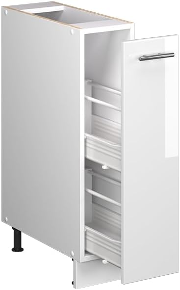 Vicco Apothekerschrank Fame-Line, Weiss Hochglanz/Weiss, 20 cm | ohne Arbeitsplatte, zur Kombination