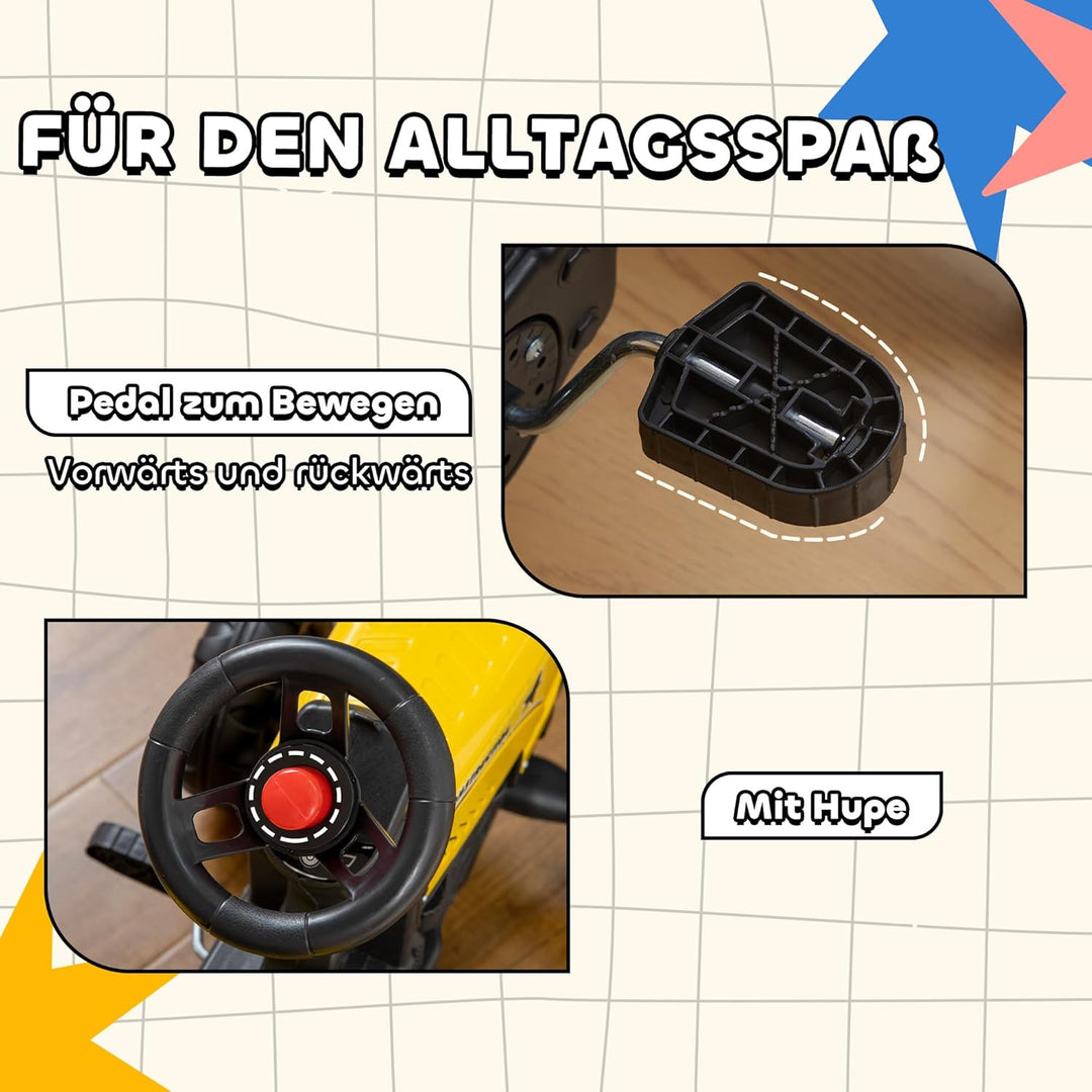 HOMCOM Trettraktor mit Anhänger Tretauto Traktor Kindertrettraktor Spielfahrzeug für Kinder ab 3 Jah