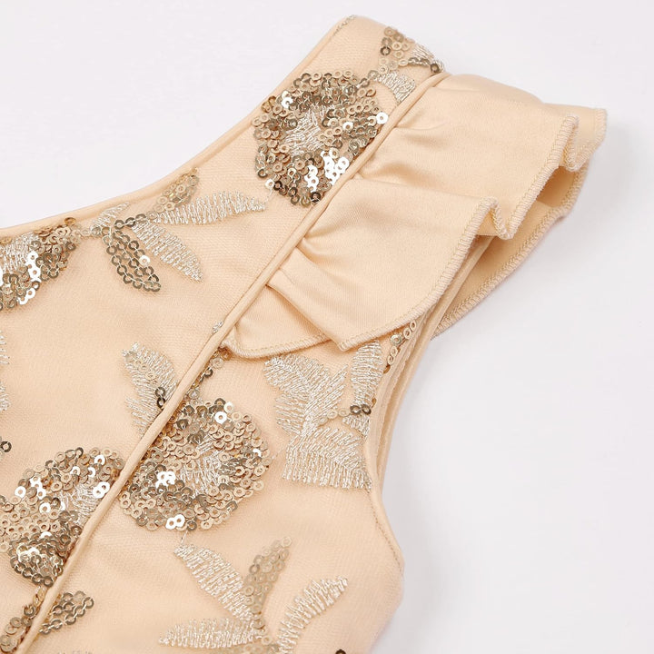 BUNNY LULU Mädchen Kleid mit schräger Schulter, Brautjungfer, Hochzeit, Prinzessin, Kinder, Schleife