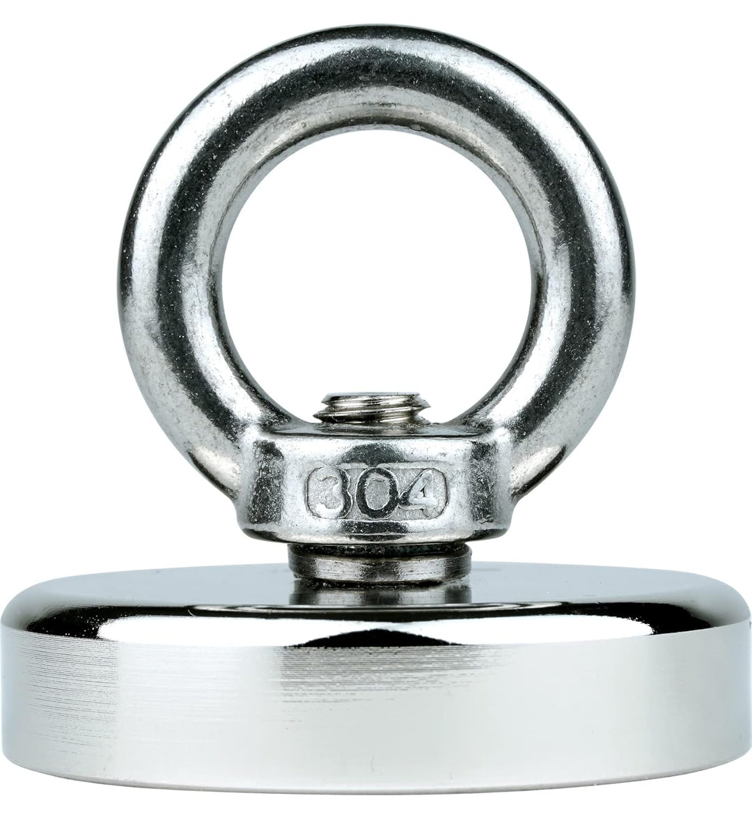 SENSEI Set 110 kg, N52 Neodym-Magnet mit Öse, Ø5 x H1,5 cm, Segelseil 25 m, Schutzhandschuhe + Zubeh