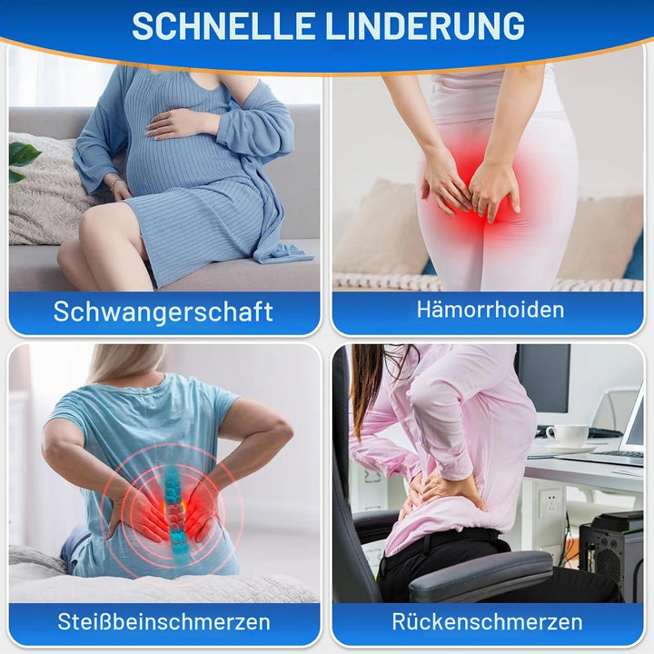 Donut Sitzkissen aus Memory Foam – Ergonomisches Ringkissen für Büro, Auto &amp; Homeoffice – Druckentla