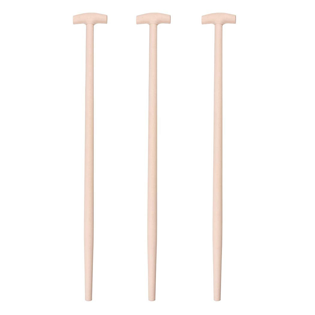 KAGM 3 Stück Schaufelstiel Holzstiel T-Griff Gerätestiel Ersatzstiel 100cm Ø 38mm Set