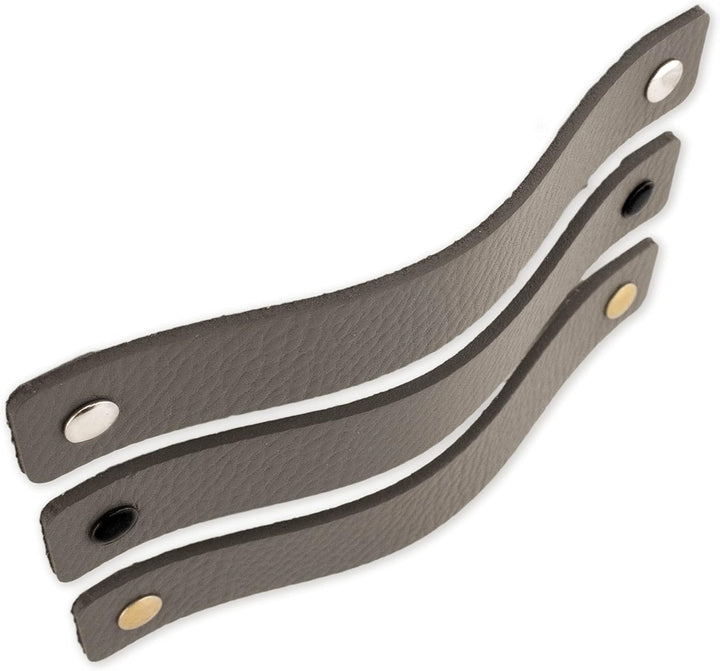 Brute Strength - Ledergriffe für Möbel - Grau - 4 Stück - 20 x 2,5 cm - Schrankgriff, Türgriff für K