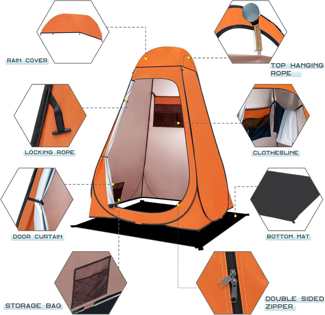 BRIAN & DANY Duschzelt Camping, Pop Up Toilettenzelt, Tragbares Umkleidezelt mit Regenschutz und Fen