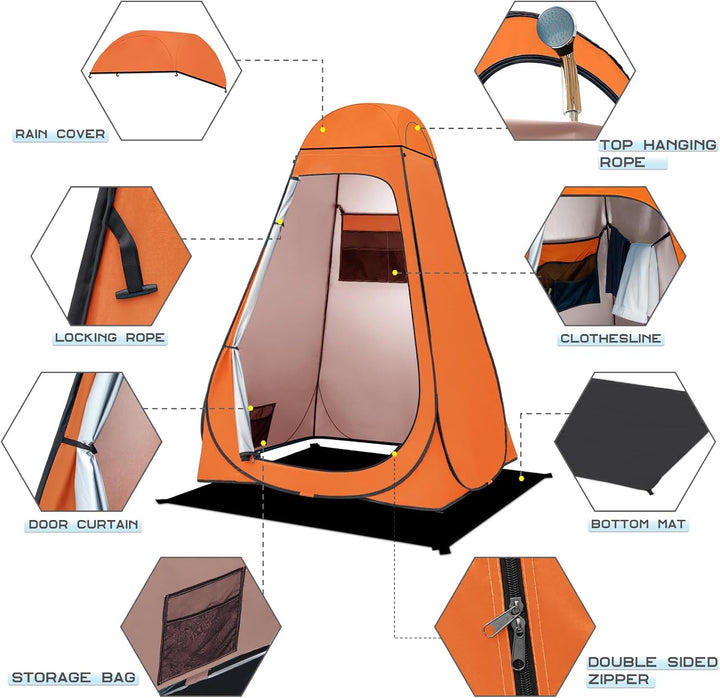 BRIAN & DANY Duschzelt Camping, Pop Up Toilettenzelt, Tragbares Umkleidezelt mit Regenschutz und Fen