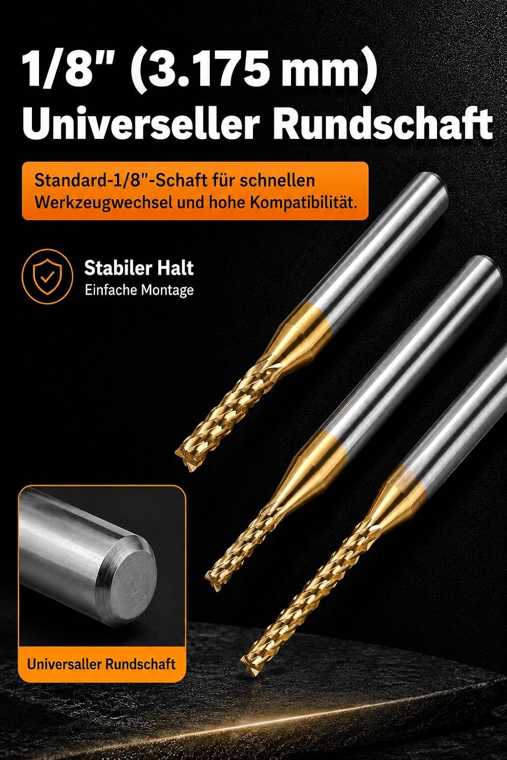 VOBOR 10 Stücke Schaftfräser 1,0-3,0mm, Titan Beschichtete Hartmetall CNC Fräser, 1.0mm, 1.5mm, 2.0m