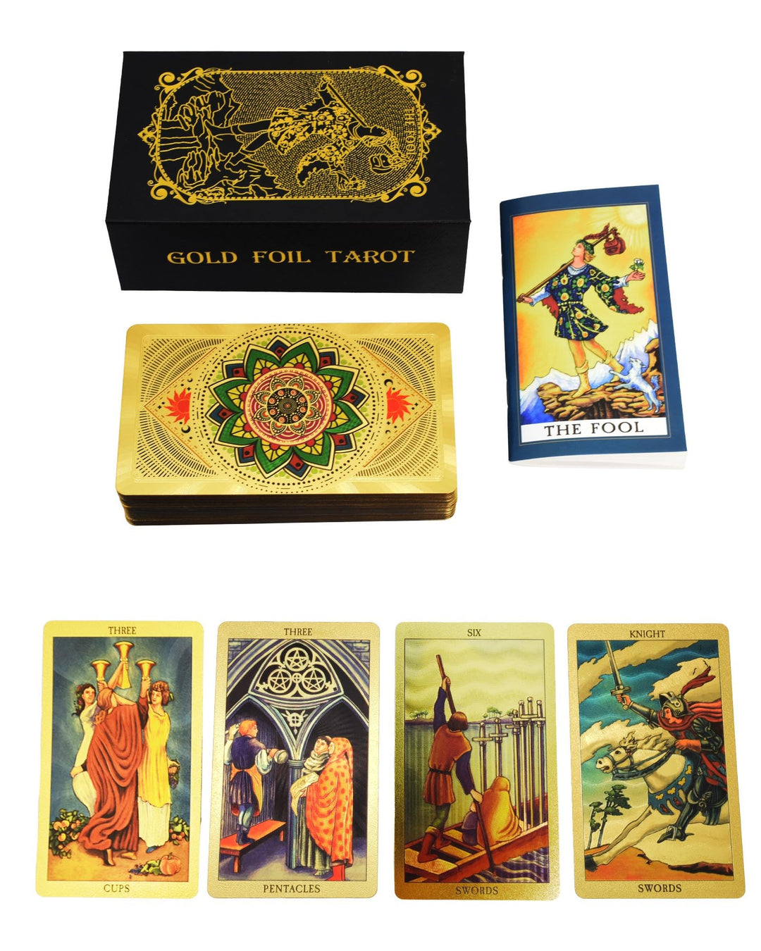 78 Stück englische Tarotkarten aus Goldfolie, Goldkarten mit 36 Seiten Anleitung, PET, wasserdicht,