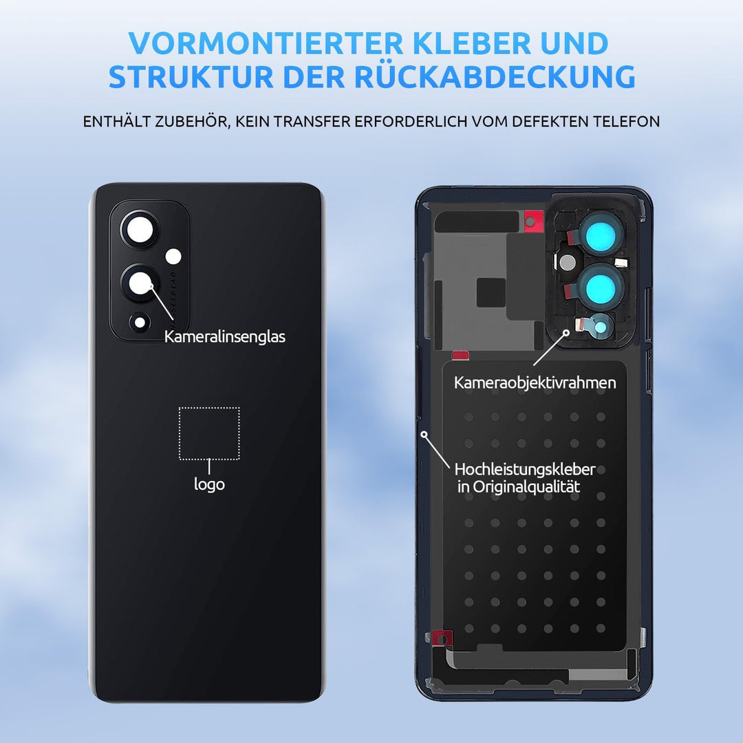 Eonpam Akkudeckel für Oneplus 9 Rückseite Glas Original Backcover Back Glas Ersatz Reparatur Set mit