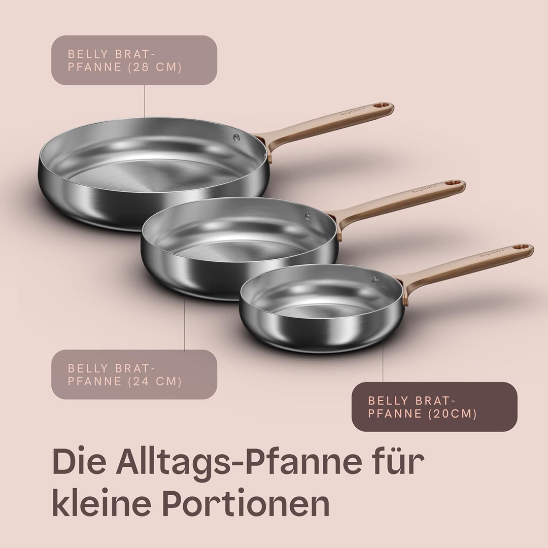 Berghoff Home Edelstahl Pfanne 20cm – ohne PFAS – Universalpfanne für alle Herdarten – Pfanne Indukt
