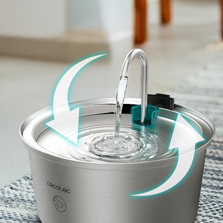 Cecotec Pumba 3200 Refresh INOX Automatischer Katzenbrunnen für Katzen, Haustiere, Fassungsvermögen
