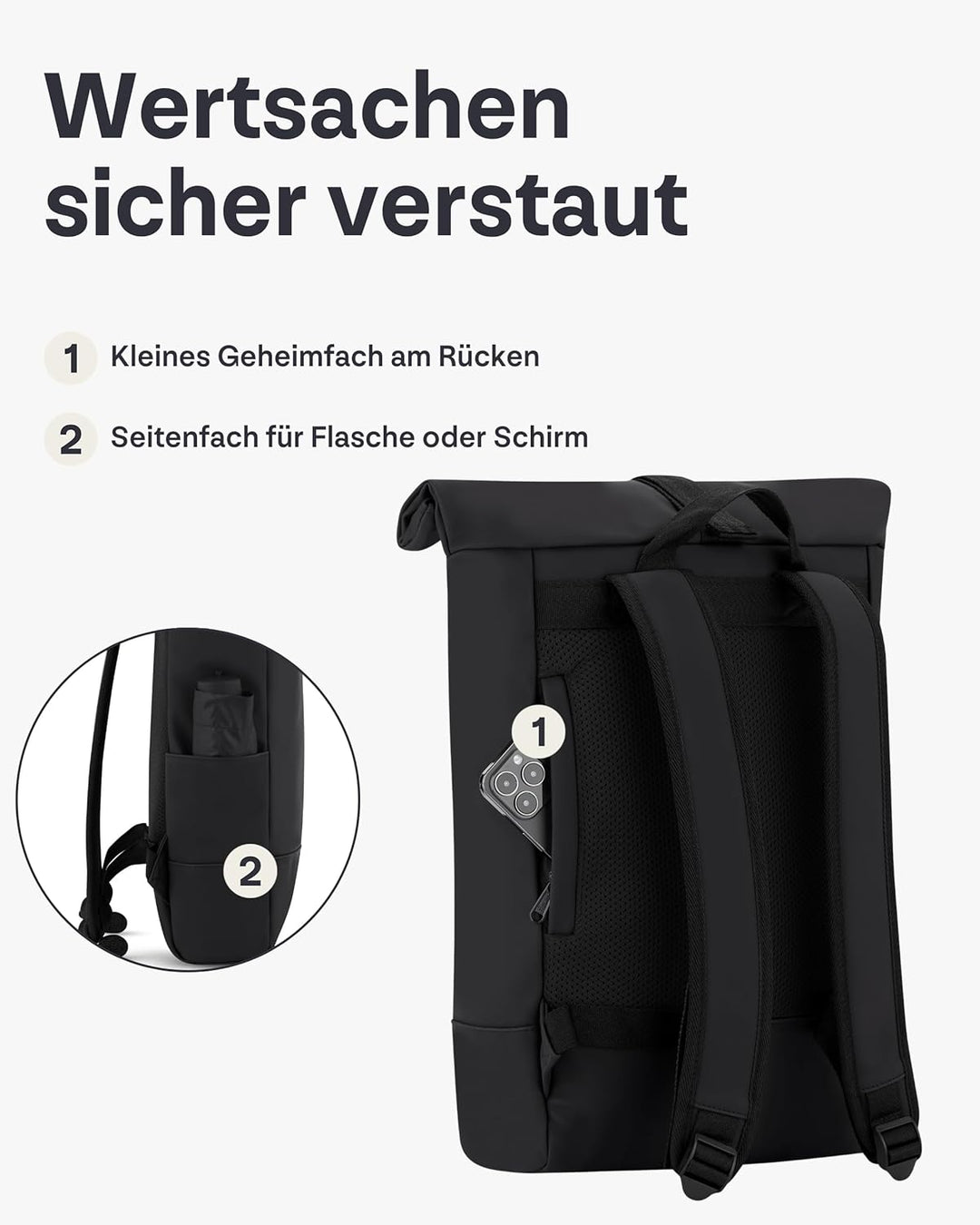 Johnny Urban Rucksack Damen & Herren - Harvey Medium - Rolltop Mit Laptopfach für Uni Business City