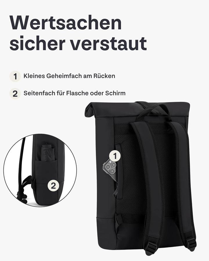 Johnny Urban Rucksack Damen & Herren - Harvey Medium - Rolltop Mit Laptopfach für Uni Business City