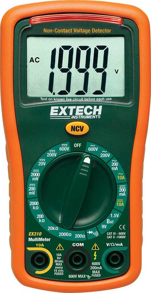 Extech EX310 Mini-Multimeter mit 9 Funktionen inklusive berührungslosem Spannungsprüfer