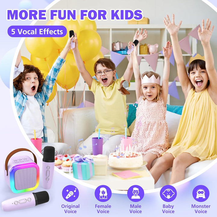 Karaoke-Maschine für Kinder Erwachsene, tragbare Kinder Karaoke-Lautsprecher mit drahtlosem Mikrofon