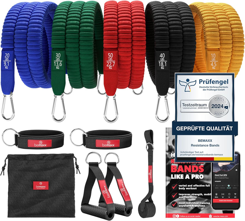 Resistance Bands Widerstandsband Set mit Trainings-eBook - Expander Tubes Bänder Band Fitnessbänder