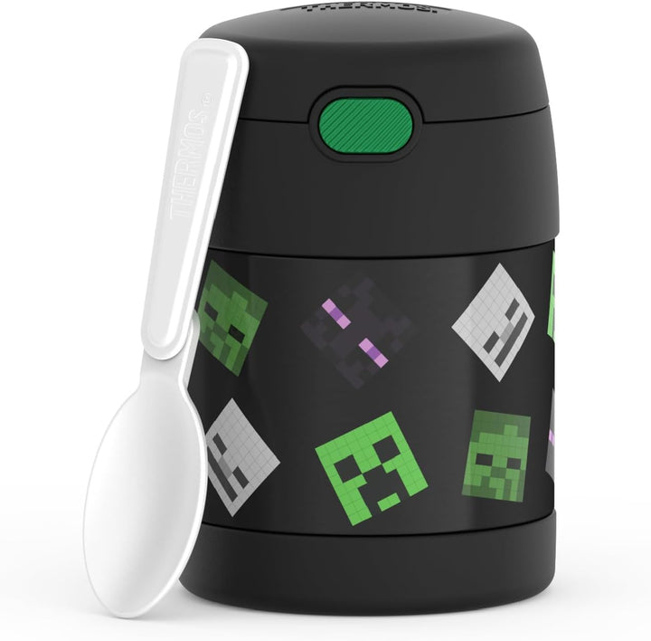 THERMOS Funtainer Edelstahl-Lebensmittelglas mit Löffel, vakuumisoliert, 284 ml Schwarz, Schwarz