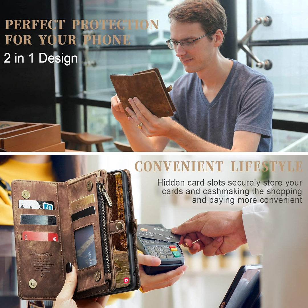 UFinetech Samsung S23 Hülle, Stossfest Kartenfach Magnetisch Abnehmbare Tasche Samsung Galaxy S23 5G