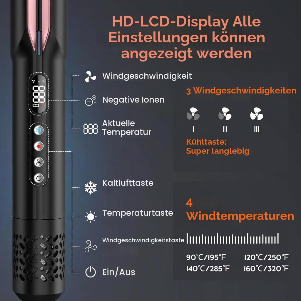 slopehill Air Haarglätter, Haarglätter &amp; Haartrockner 2-in-1 Schwarz, Schwarz