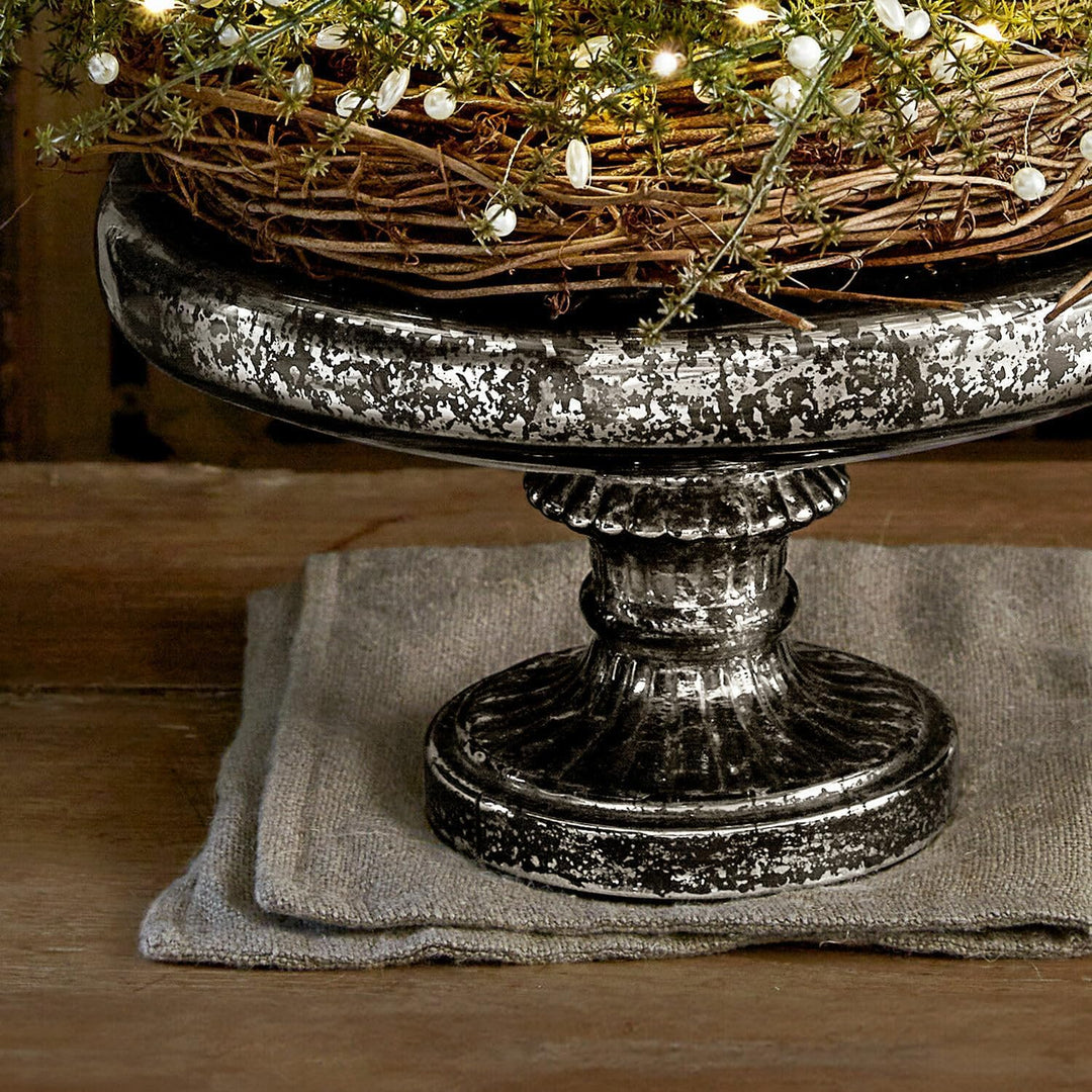 Loberon Etagere Incantesse, Mundgeblasen, von Hand Gefertigt, Bauernsilber-Finish, Nostalgisches Fla