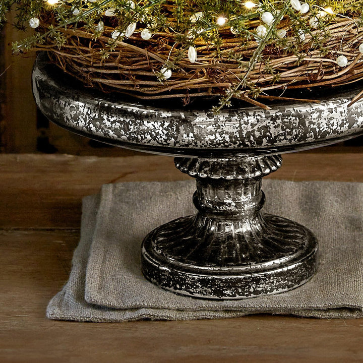 Loberon Etagere Incantesse, Mundgeblasen, von Hand Gefertigt, Bauernsilber-Finish, Nostalgisches Fla